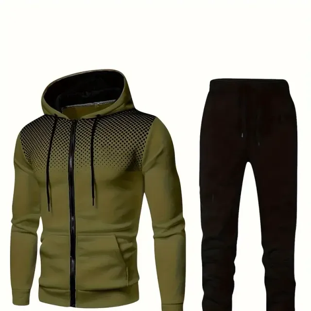 Classic Men's Athletic Kit Two-piece Wardrobe Sets Common Mikins Na Zip With Long Sleeve Kit Set with Hood and Jogging Pants Pro Exercise in Gym Run