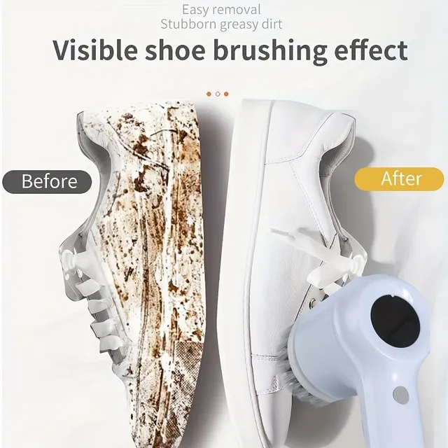 Wireless electric cleaning brush 5v1 with 5 replaceable adapters - waterproof and rechargeable