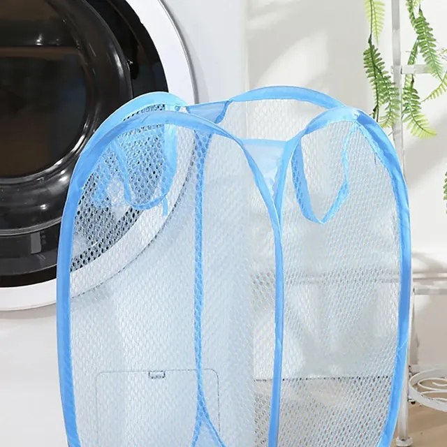 Folding netted laundry basket