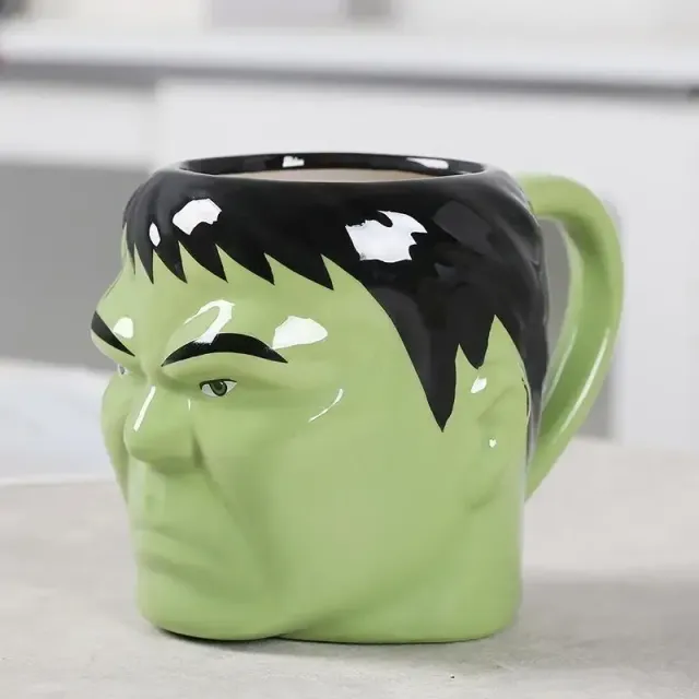 Cup in the shape of a comic book superhero