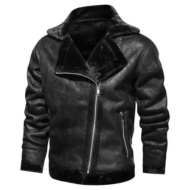 Men's leather jacket with fur Fly