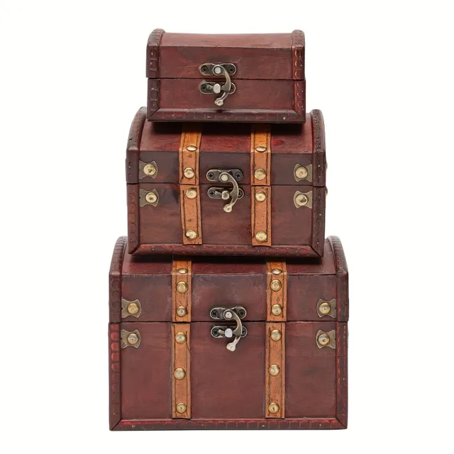 3pcs/set Retro Wooden Storage Boxes For Jewellery, Resistance Storage Basket With lid On necklaces, Earrings, Bracelets, Organizer For Home Storage Bedroom, Table Computer, Komoda, Home, Dorm
