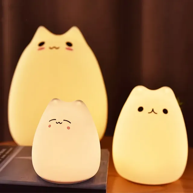 Mini Cute Popular Cat Night Lamp Touch Changing Color Protection Eyes Bedroom Night Table Night Lamp
