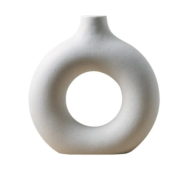 Kreativní keramická váza ve tvaru koblihy - Kruhový dutý květináč