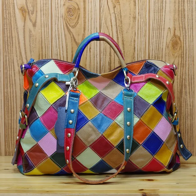 Large capacity plaid bag Color Block, shoulder bag with texture from PU leather, universal bag for commuting for leisure