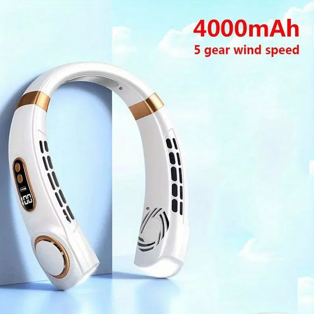 Portable neck cooling fan with digital display