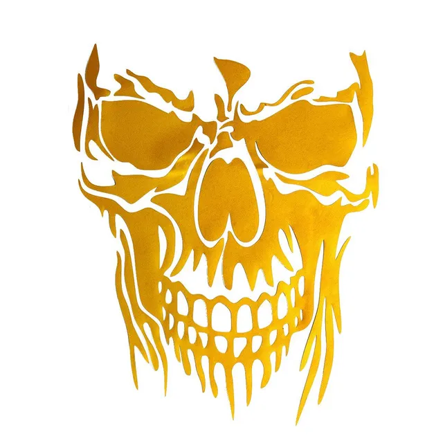 Reflective car sticker - skull yellow