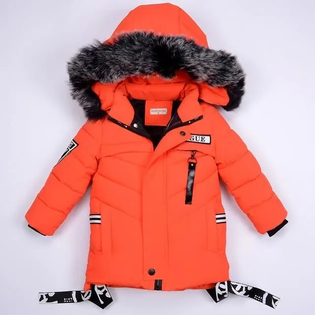 Children's long winter jacket orange 6
