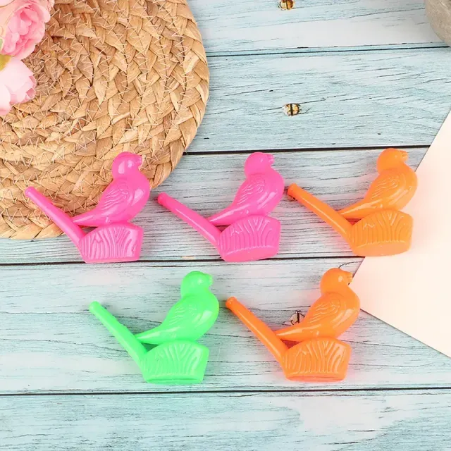 Set of color whistles in the shape of birds - mix of random colors