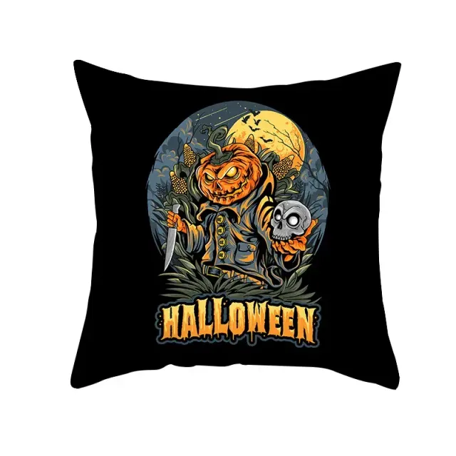 Autumn pillowcase with motive Sugar Skull for Halloween and Day of the Dead