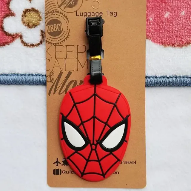 Trendy luggage tag in the shape of the popular superhero Spider-man