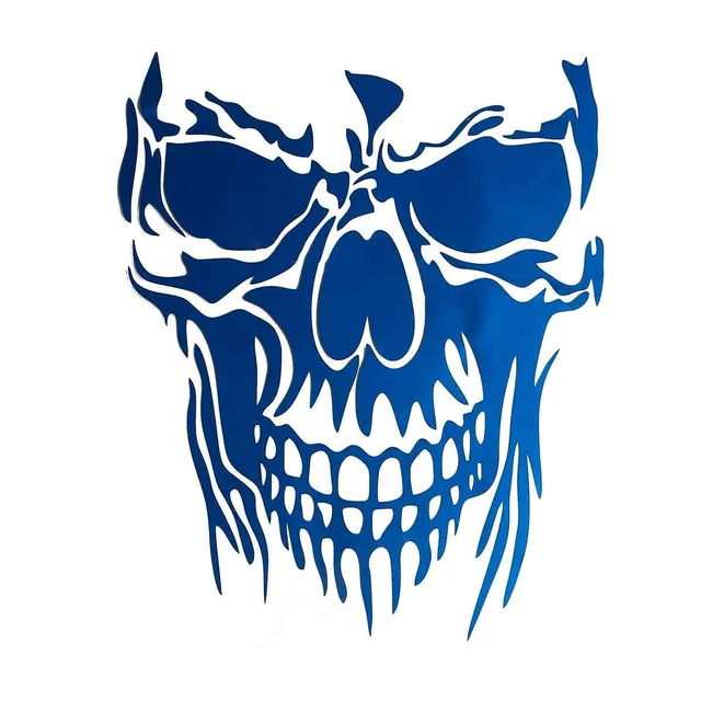 Reflective car sticker - skull blue