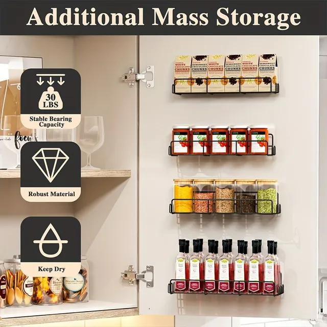 Organizer of the Stand Na Spices, Upgrade Glue Pro Holder Stand Na Spices No Hole, Wall Stand Na Spices Do Kitchen Boxes, Walls, Pantry, Door Wall Boxes