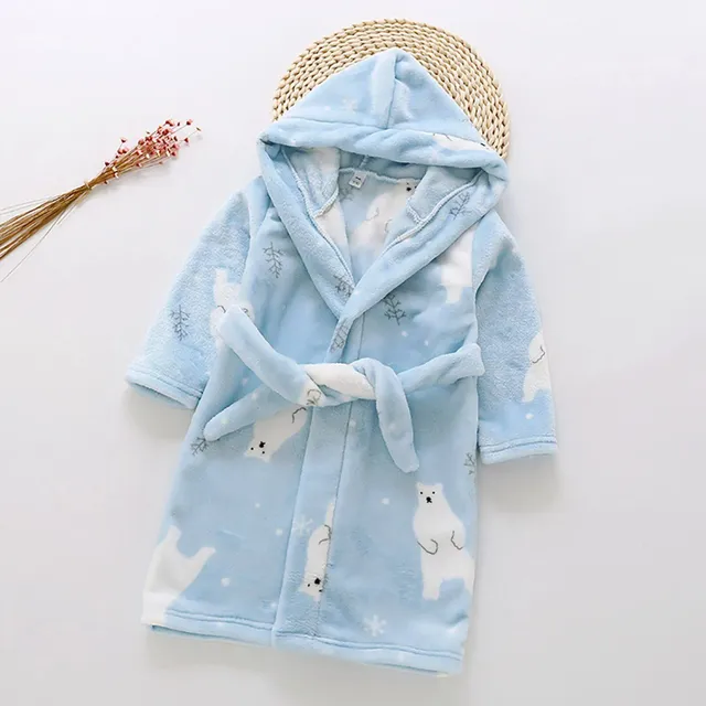 Children's modern cute stuffed bathrobe with hood
