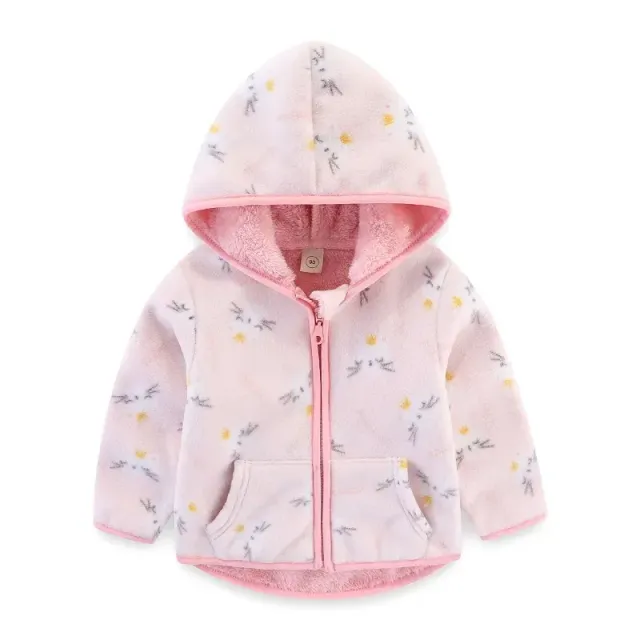 Baby fleece sweatshirt with hood with motif kittens for cold days