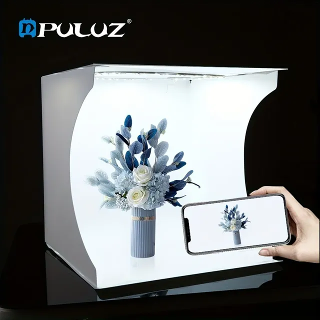 Mini Photo: Portable LED photobox with 6 backgrounds (black, white, yellow, red, green, blue)