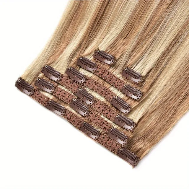 Extensions de cheveux naturels à clip pour femmes et filles - lisses, Remy, pour un usage quotidien