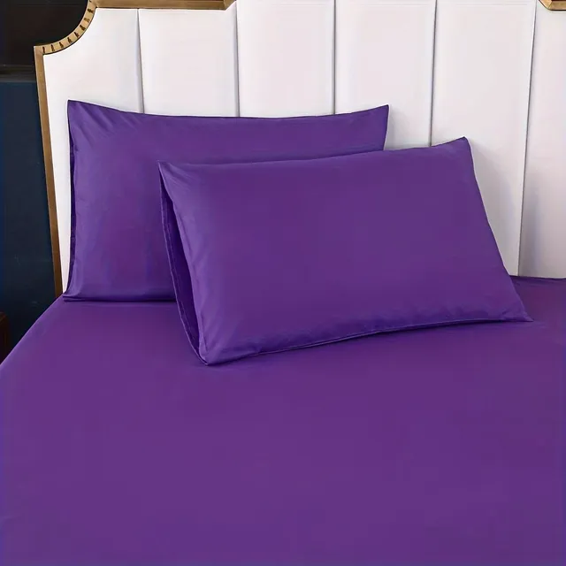 Set superb de lenjerie de pat mov 3 în 1 - 1x cearceaf cu elastic + 2x fețe de pernă
