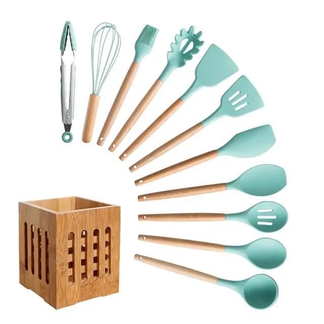 Kitchen utensils set in stand 12 pcs