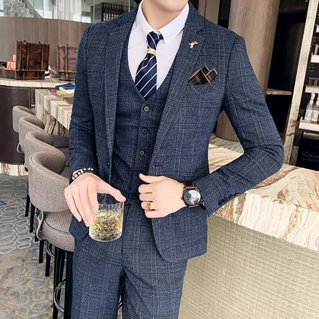 Męski Cubeed Casual Business Suit - Zestaw 3 szt. - Sak