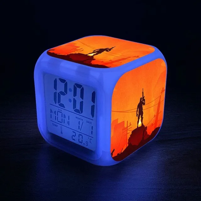 Ceas de alarmă de iluminat original cu motive de calculator jocuri Fortnite 25-no-box