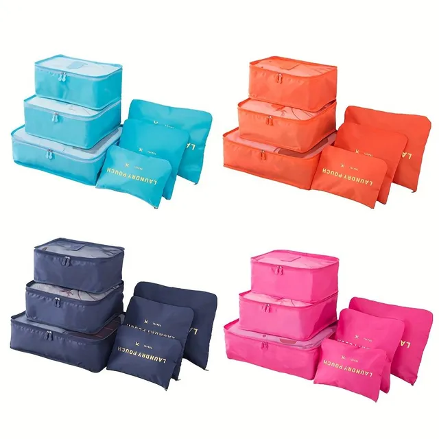 6pcs Travel organizers in the trunk - clothing wrappers, foldable bags, shoe bag, lingerie pocket