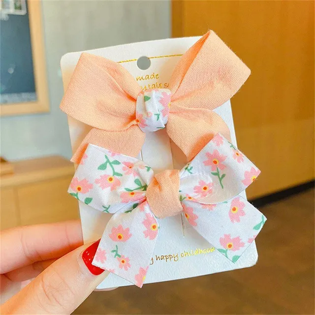 Set of colorful decorative hair bows 2 pcs