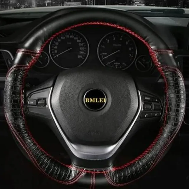 Leather steering wheel cover