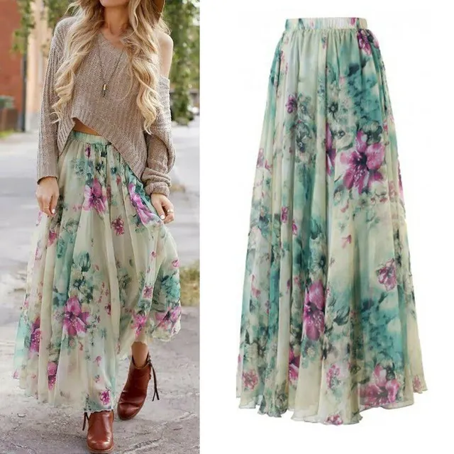 Women's Long Skirt with Flowers