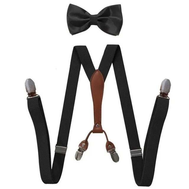 Men's suspenders with bow tie yellow Aspen