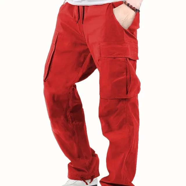 Men's cargo pants made of cotton, comfortable cut, straight pants, multifunctional pockets, ideal for outdoors and free