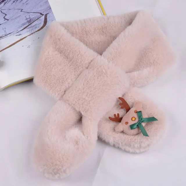 Detská zimná šatka z umelej kožušiny s motívom ovocia a zvierat