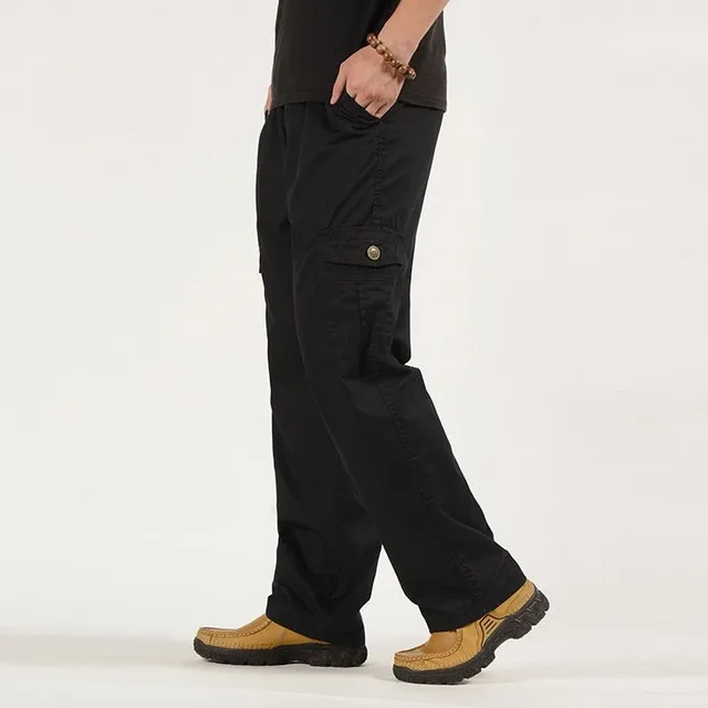 Men's leisure long trousers with cargo pockets