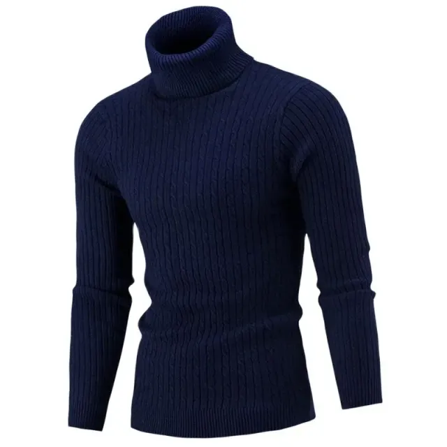 Autumn/Winter men's sweater with high turtleneck, monochrome and long sleeve in three colours