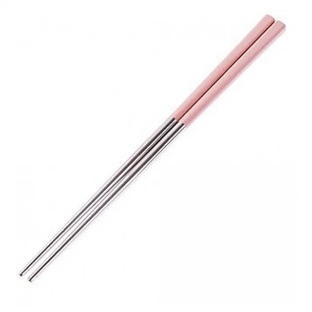 Stainless steel dining chopsticks with colored handle