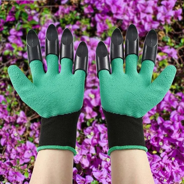 Garden gloves with plastic claws