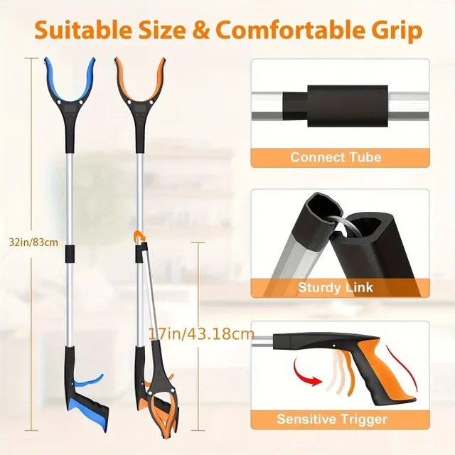 1pc Garbage grab and grip tool with 360° swivelling head, light and durable for seniors