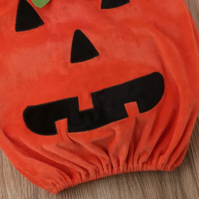 Children's Halloween pumpkin costume with romper and sleeveless hat