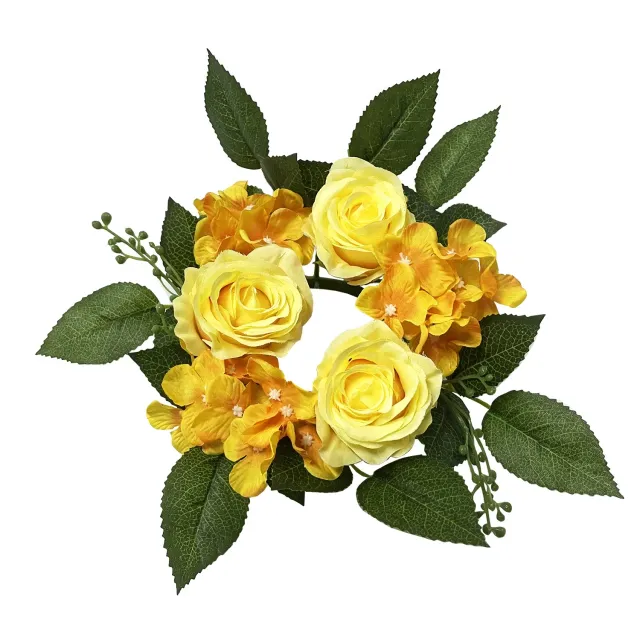 Decoration wreath on candle made of artificial roses (20 cm)