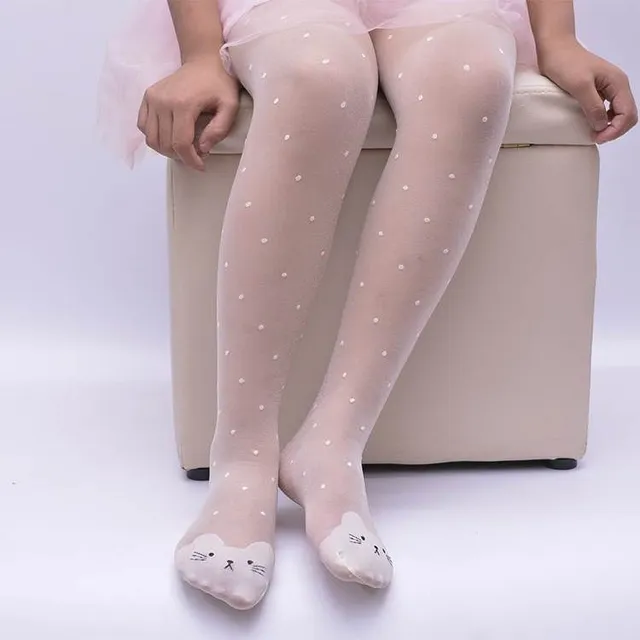 Ciorapi subțiri de vară pentru fetițe cu pisicuță pe degete