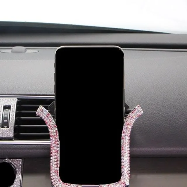 Mobile phone holder for car with rhinestones