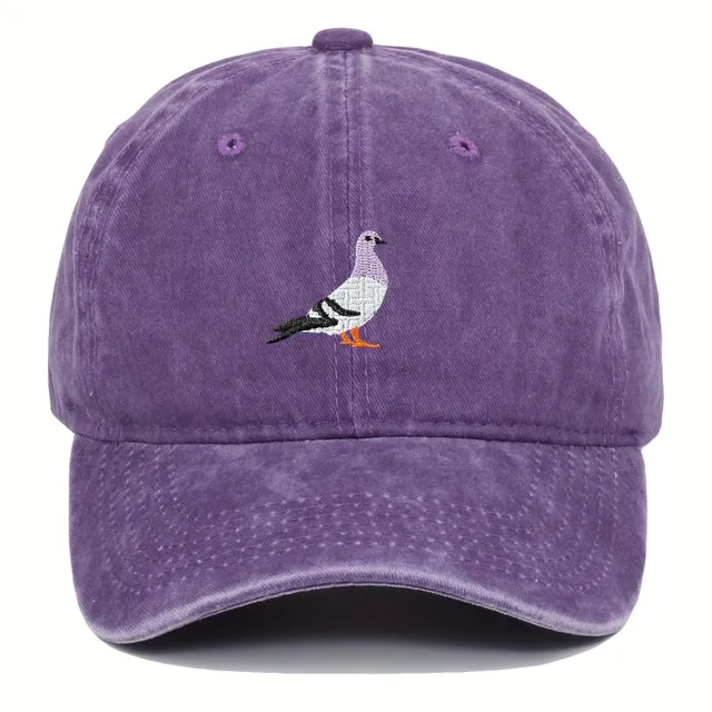 Worked pigeon retro cap - adjustable baseball cap made of denim