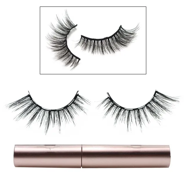 Set of a pair of magnetic false eyelashes and liquid eyeliner