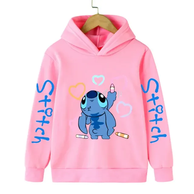 Bluza pentru copii cu glugă și imprimeu drăguț Stitch