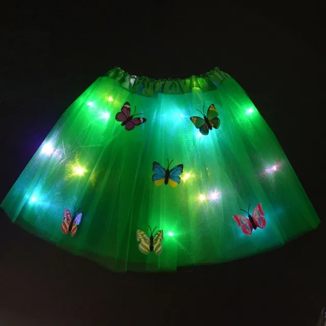 Children's luminous skirt decorated with bow tie green-skirt-200006154