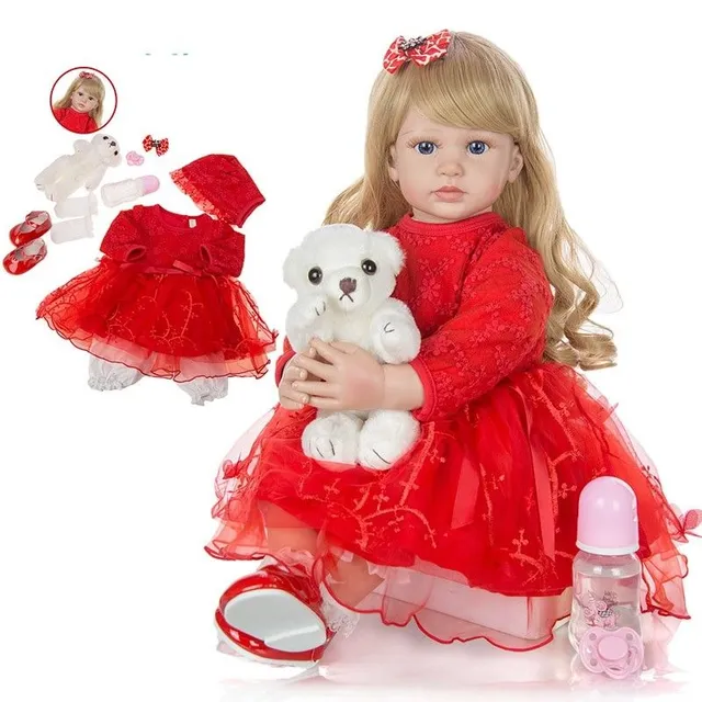 Realistic doll girl with accessories