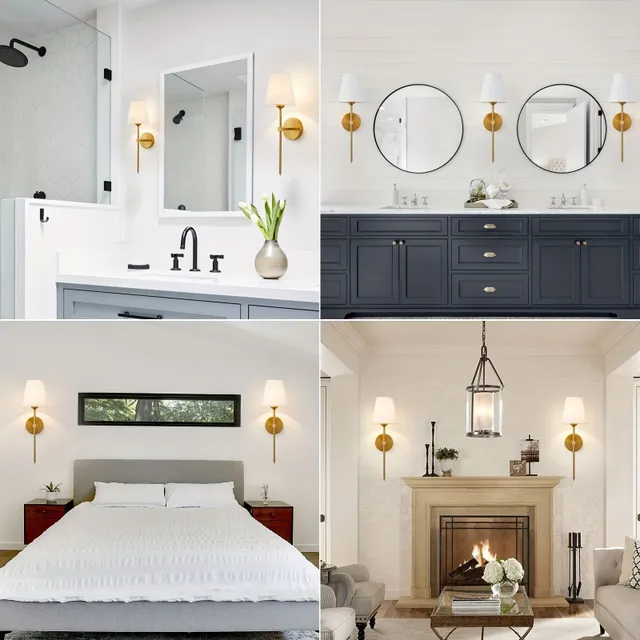 Nástěnné svítidlo, Retro industriální nástěnná lampa, Koupelnové zrcadlové svítidlo s bílým látěným stínidlem, Vhodné pro ložnici, obývací pokoj, chodbu a kuchyň