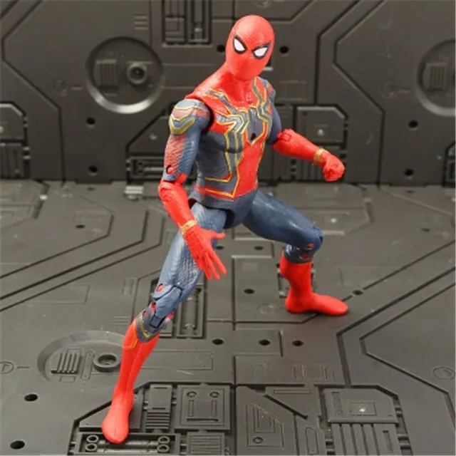 Action figures of popular superheroes spiderman