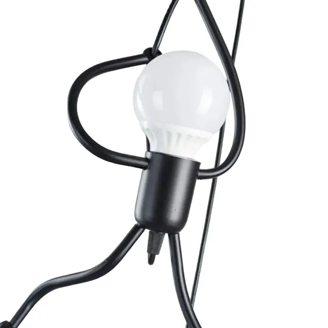 Suspension en métal noir en forme de personnage - Lustre moderne pour ampoules LED E27 38 x 26 cm