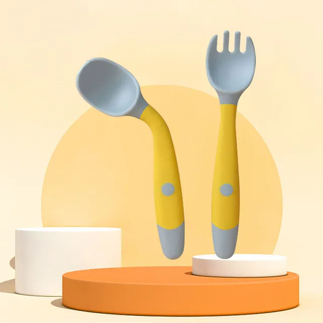 Silicone baby spoon with fork